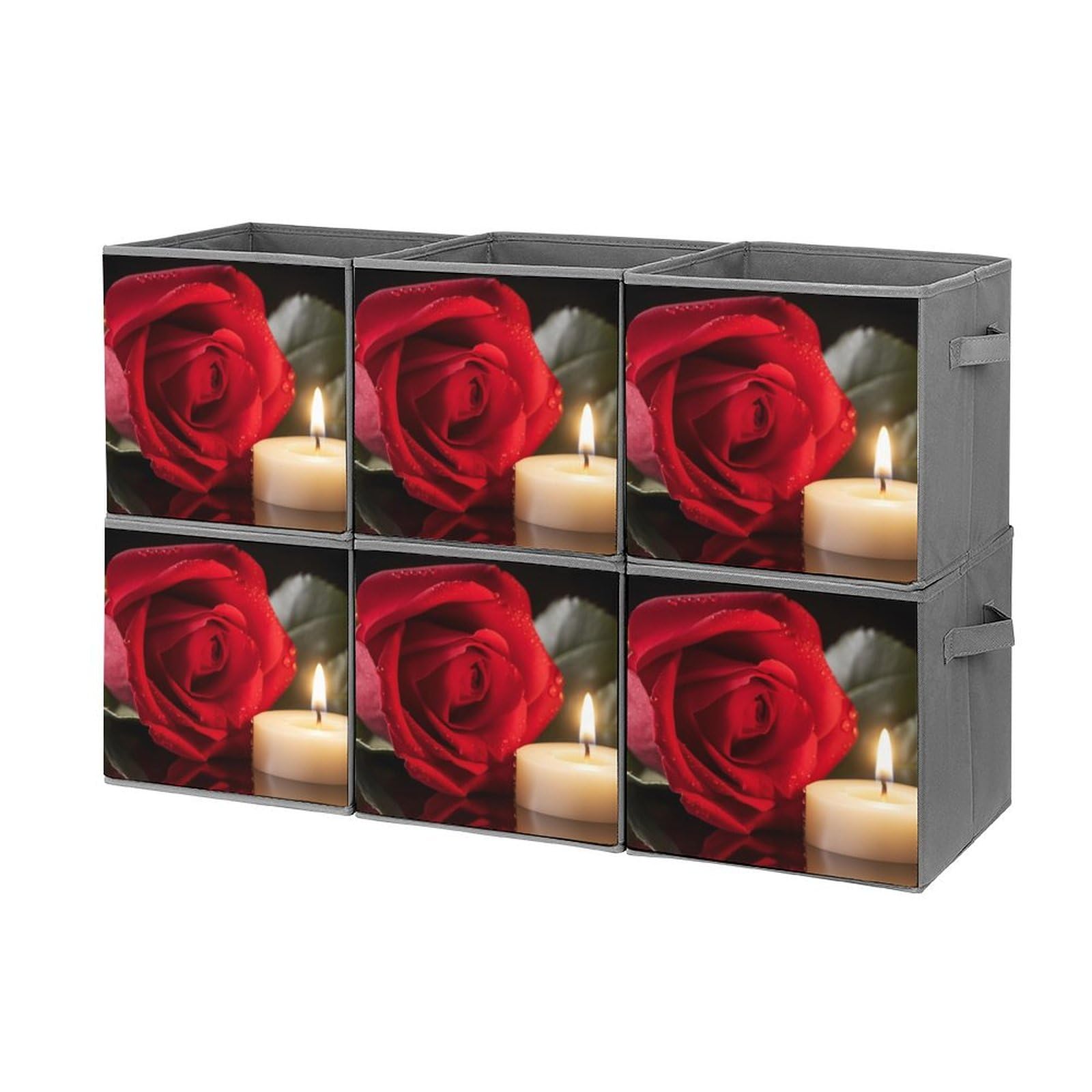 Rangement vêtements pliable motif rose rouge Candlev lot de 6 bacs cubiques pour armoire 27,9cm