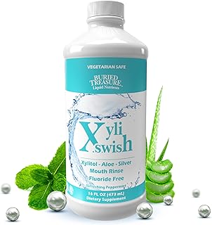 Xyli Swish - All Natural Formulated Nano Silver, Xylitol & Aloe Mouthwash - Alcohol and Fluoride Free - Oral Rinse To Fight Bad Breath & Dry Mouth - Peppermint Flavor - 16oz.