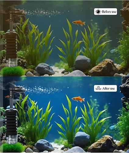 Miniatura 6 de UPETTOOLS Filtros para pecera, filtro interno de acuario, filtro ajustable en tanque con bomba de agua de 1 W, filtro de esponja de acuario pequeño