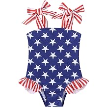 YOUNGER TREE Toddler Swimsuit Girl Color Block Stripe One-Piece Swimwear Baby Girl Bathing Suits