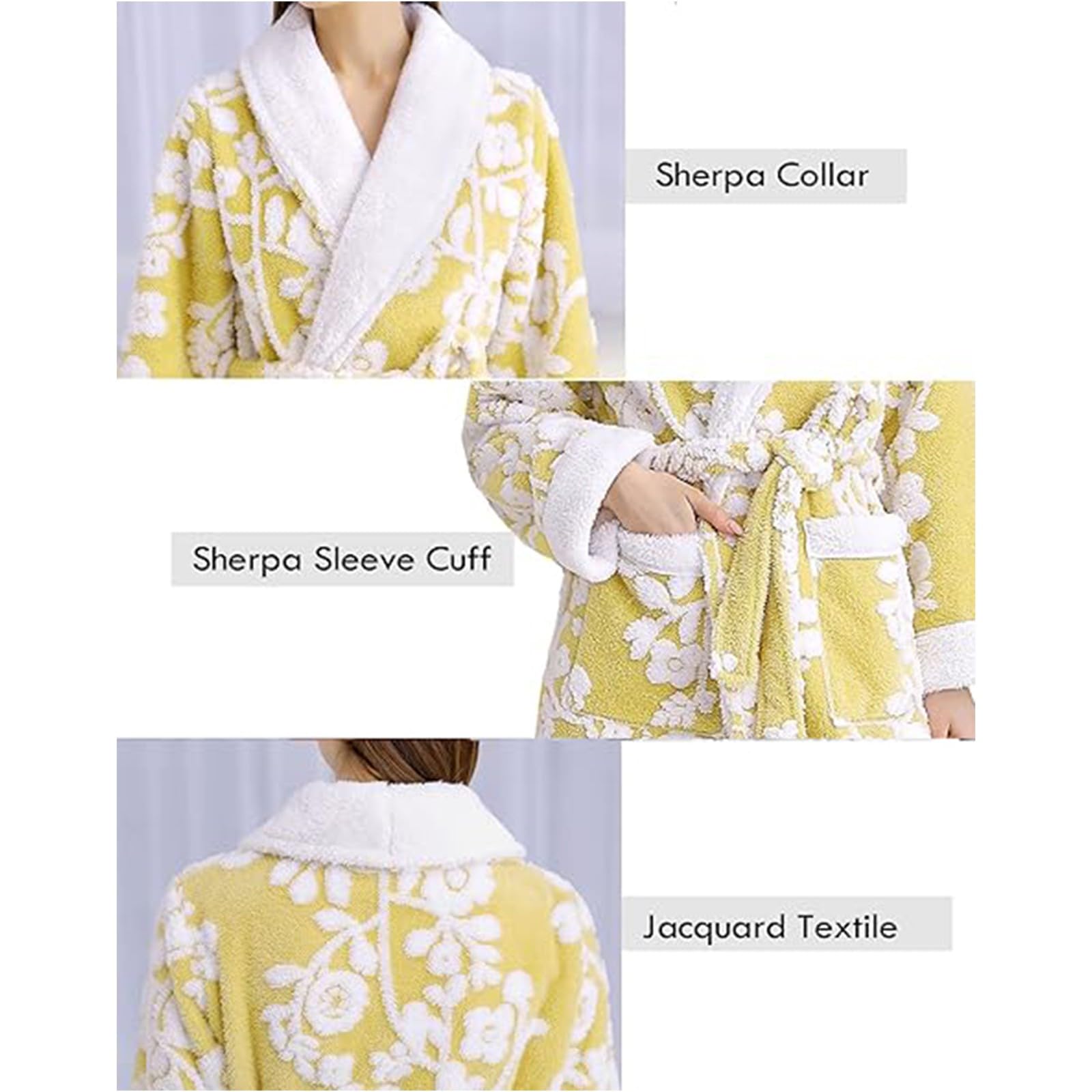 Generisch Camicia da notte da donna in pile, lunga e calda, in flanella