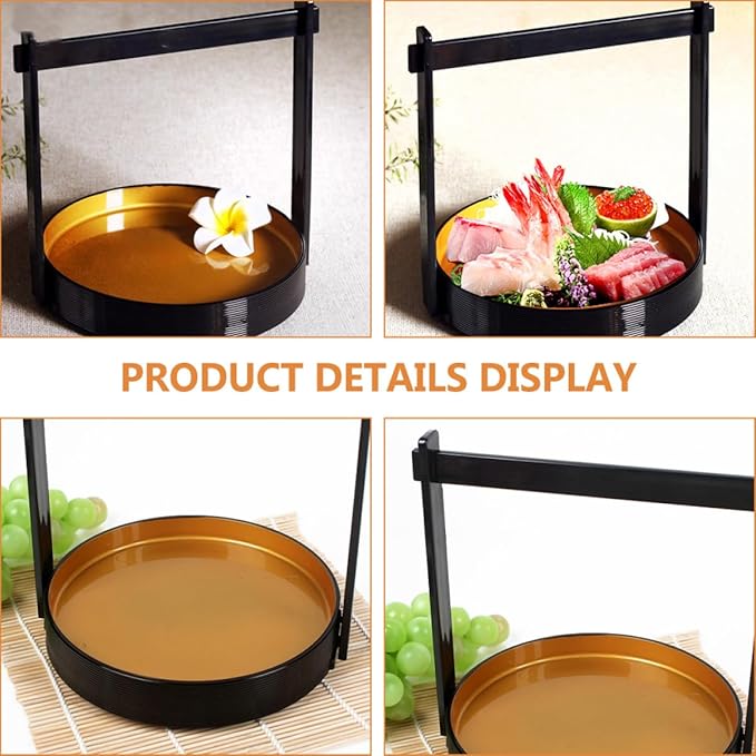 Plato para sushi de plástico dorado con forma de cesta miniatura 6
