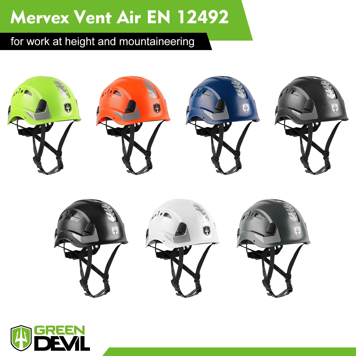 GREEN DEVIL Casque de sécurité ventilé réglable haute visibilité escalade travail en hauteur