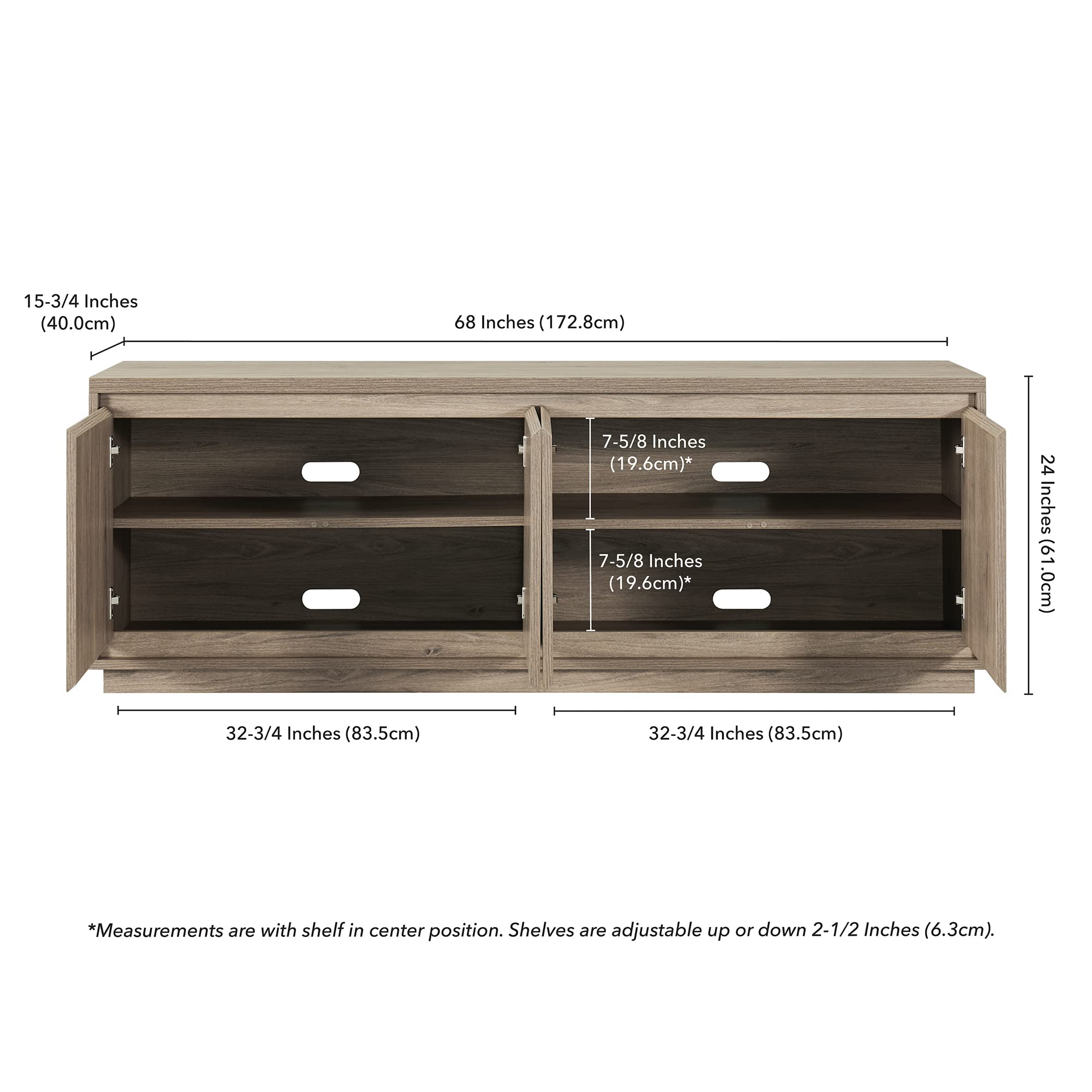 Henn&Hart Presque TV Stand, 68" Wide, Gray