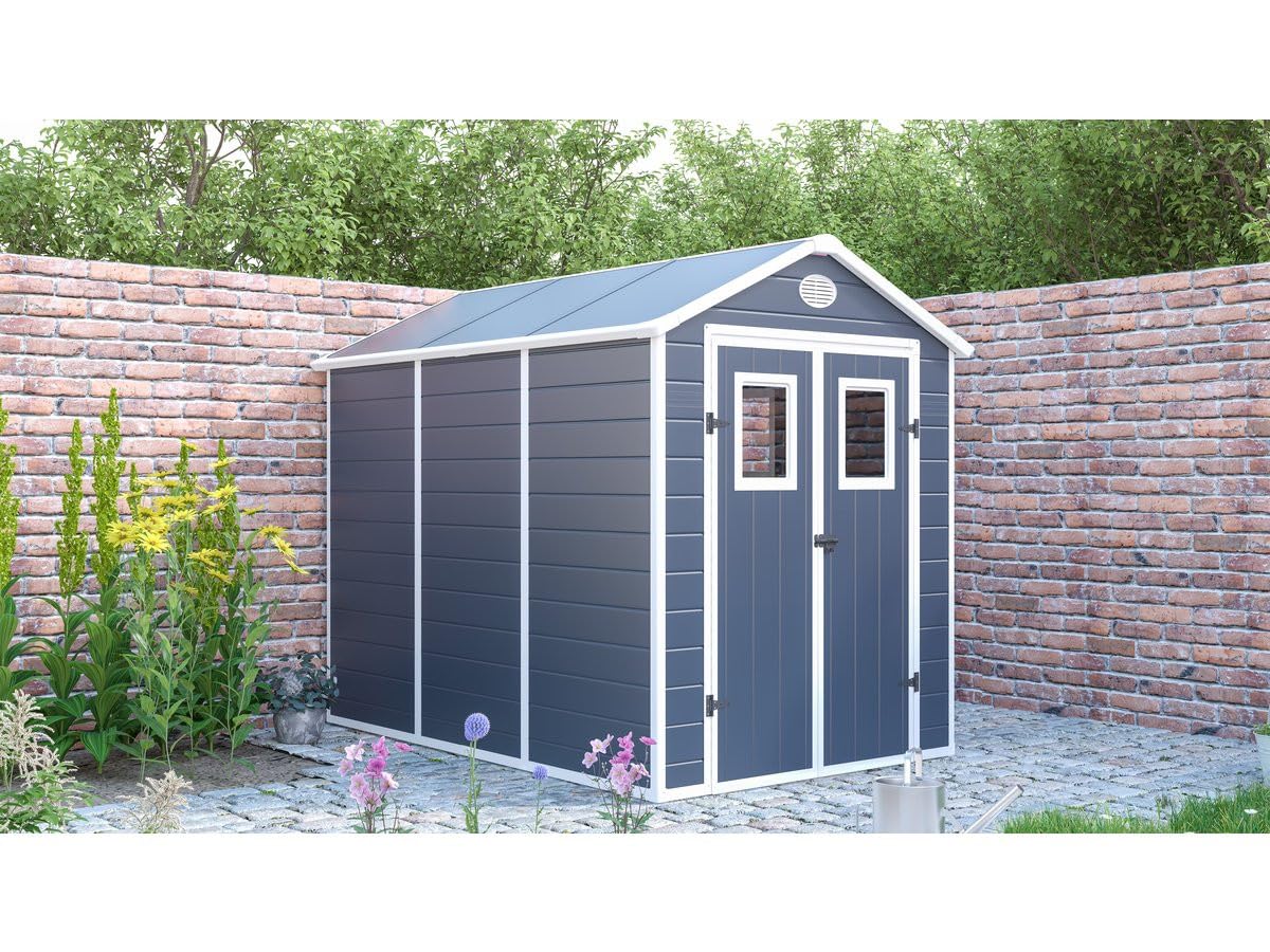 Habitat et Jardin Casetta da Giardino in Resina Texas - 5,23 m² - Kit di Ancoraggio Incluso - Antracite