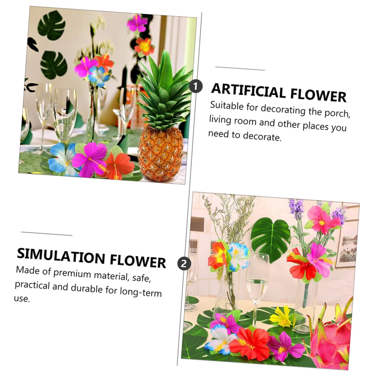 72 Künstliche Hibiskusblüten aus Stoff für Sommerfest Hawaii Blumendekoration und Fotorequisite Tischdekoration ohne Gießen für Wohnzimmer und Veranda Zufällige Farbe