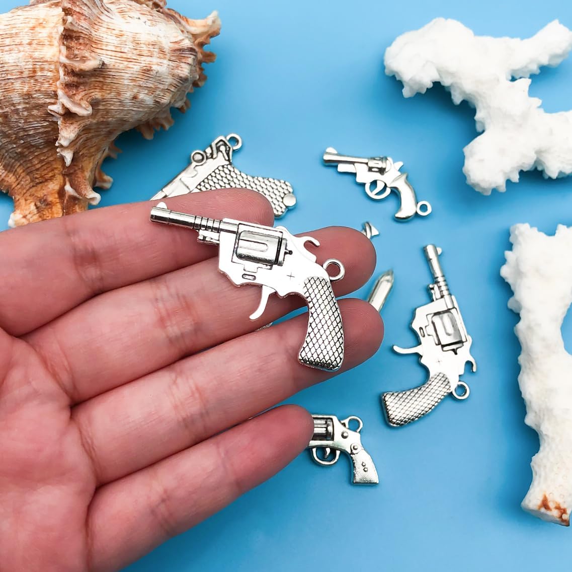 Youdiyla 44pcs Antique silver alloy gun Pendant Jewelry Making DIY Keychain Earrings Pendant Various Design Charms for Jewelry Making Bracelets Necklace (M115) - Image 2