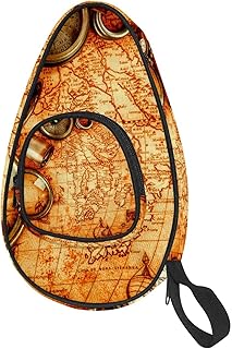 lcndlsoe Bolsa de pala de ping pong, color marrón, diseño de mapa náutico, vintage, funda para raqueta de tenis de mesa
