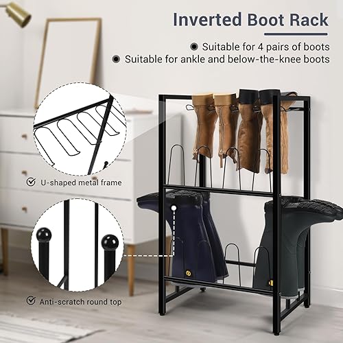 Miniatura 3 de GADFISH Free Standing Shoe Racks, Vertical Boot Rack, Black Metal Boot Storage Organizer Tall Boots Organizer for Closet, Entryway, Shoe Rack for