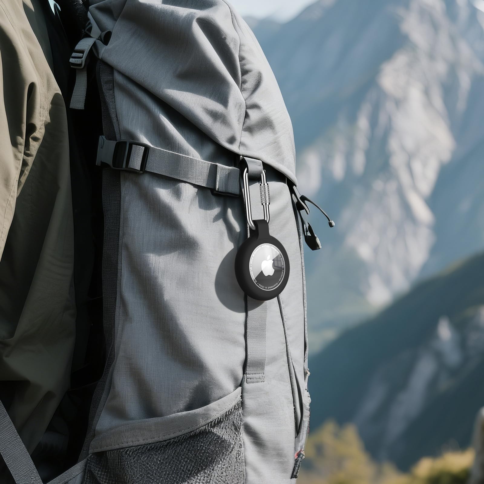 Vancle Zestaw 4 etui AirTag z 2x karabińczykami śrubowymi (stal nierdzewna) i 2x kółkiem sprężynowym – etui ochronne TPU z przezroczystą wodoodporną osłoną do Apple AirTag 1 i 2