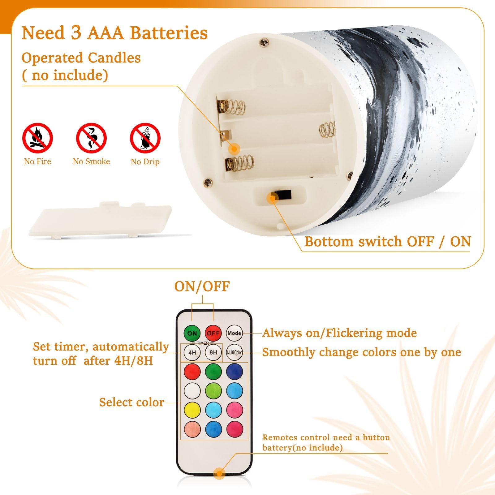 Mnsruu Flickering Flameless LED Candles with Remote Timer - Set of 2 Battery Operated Winter Home Decoration — view 54