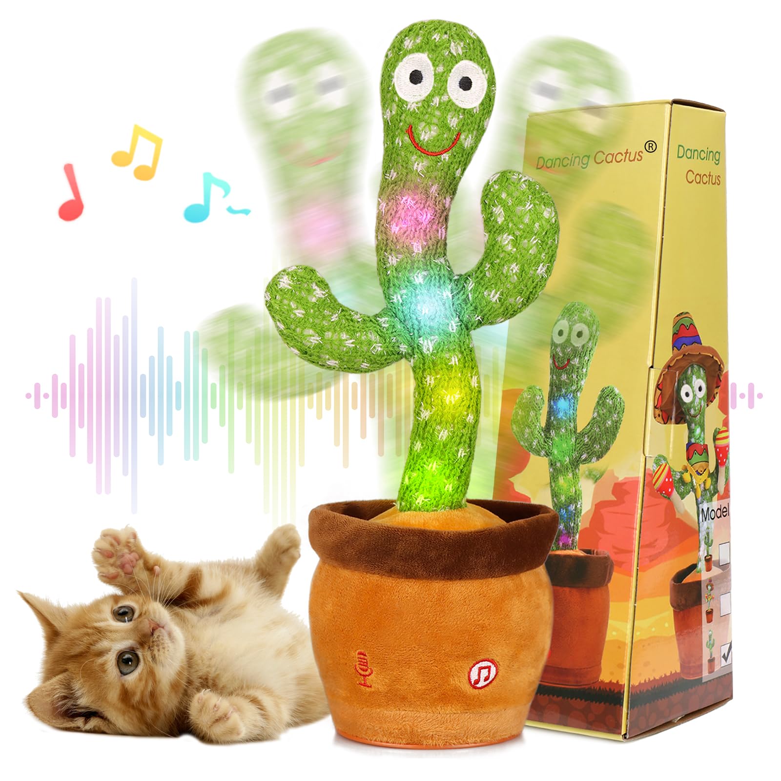 Amazon.co.jp: MIAODAM 猫おもちゃ ダンシングサボテン 電動 猫用