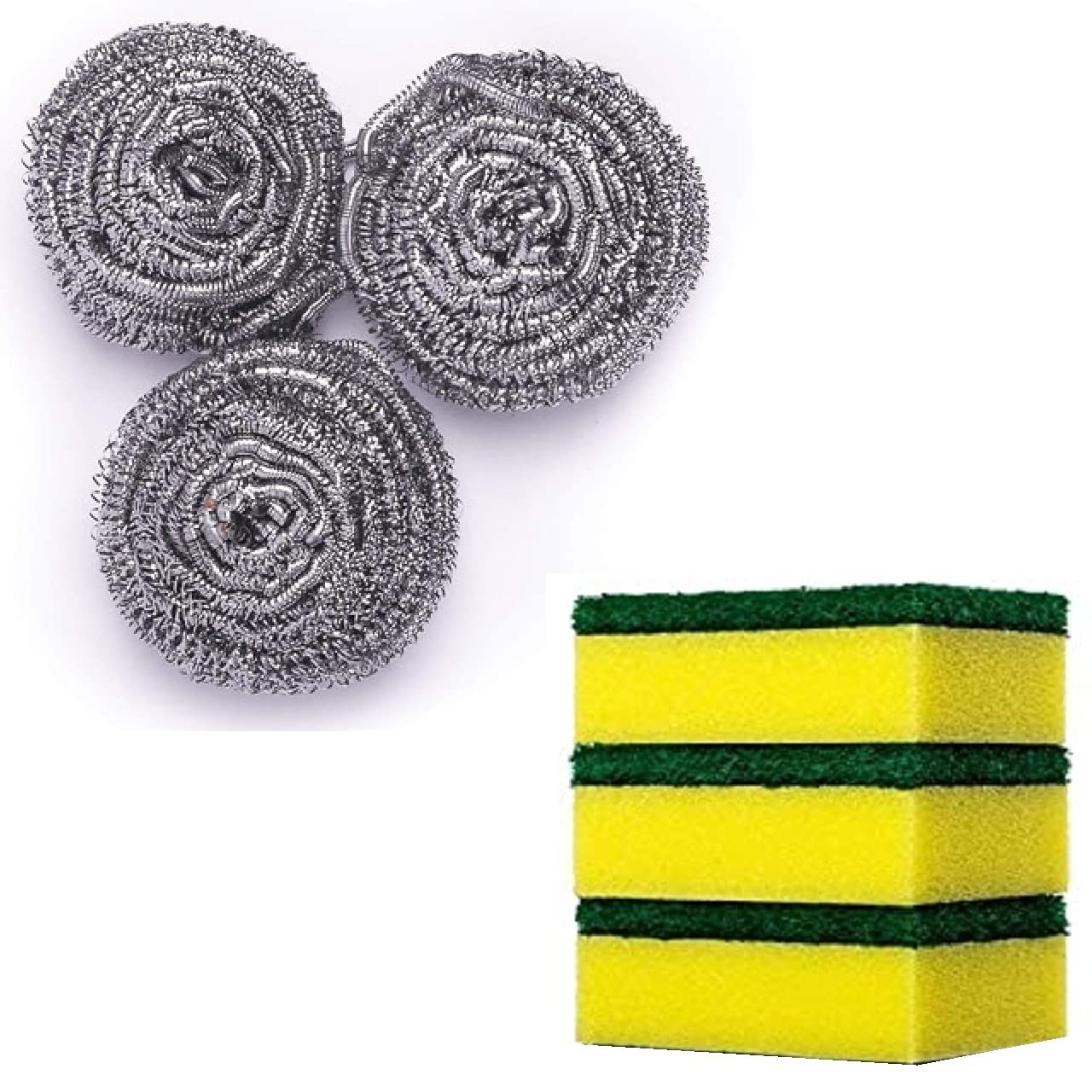 See full amazon price history chart for SE7EN® Steel & Sponge Scrubber with Multiple Uses for Dishes, Pots, Pans, Kitchen Ovens, Bathroom, and Tough Cleaning (Pack of 6) SE7EN® Steel & Sponge Scrubber with Multiple Uses for Dishes, Pots, Pans, Kitchen Ovens, Bathroom, and Tough Cleaning (Pack of 6) (B09ZQSPSFB) Amazon Price History, Amazon Price Tracker