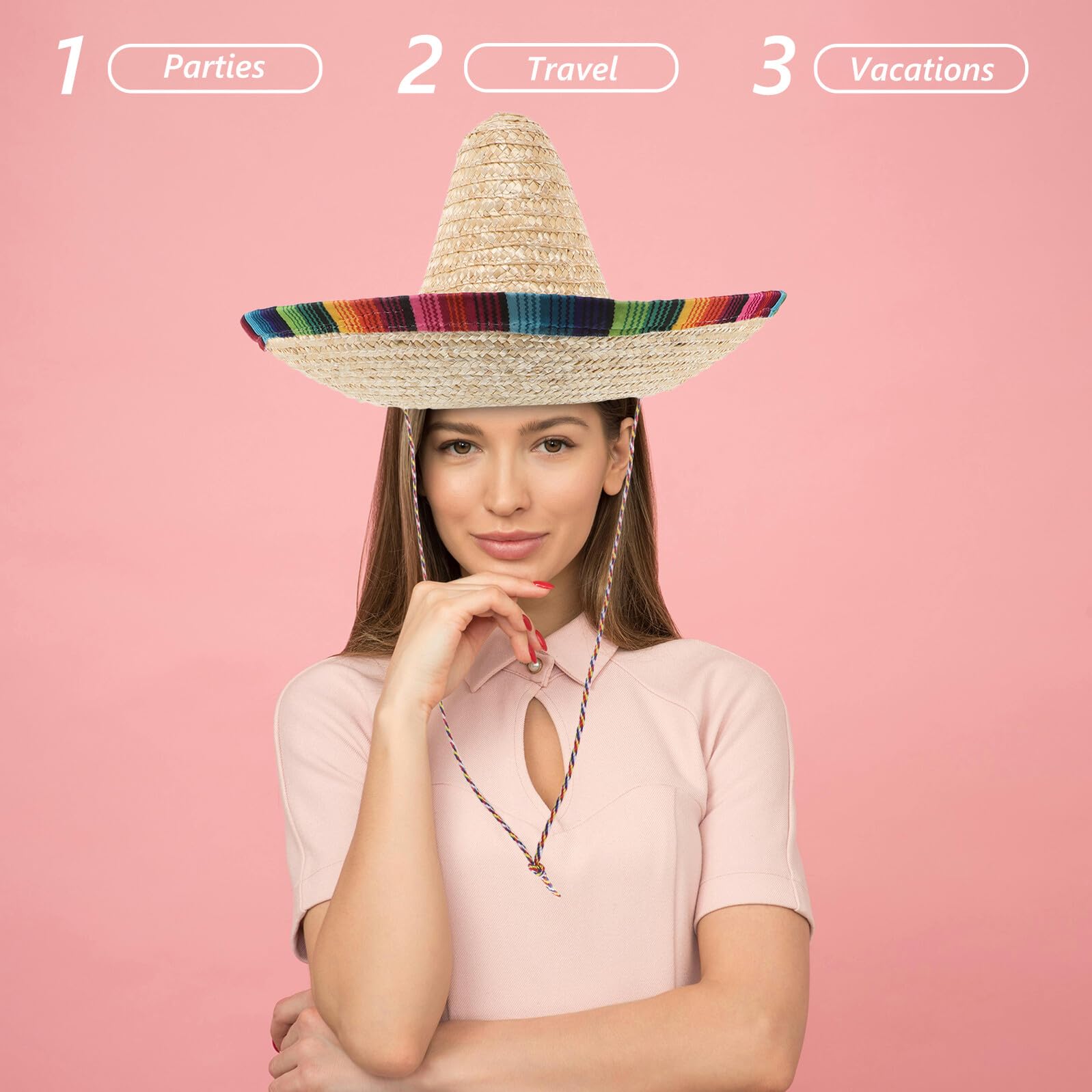 PACKOVE Sombrero Mexicano de Duradero y Accesorio para Disfraces y Fiestas Temáticas Diámetro Diseño Colorido para Adultos y Celebraciones