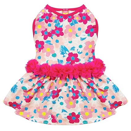 kyeese Dogs Dresses Floral with Flowers Decor Eelgant Princess Dog Dress for Small Dogs Spring Summer Dog Apparel
