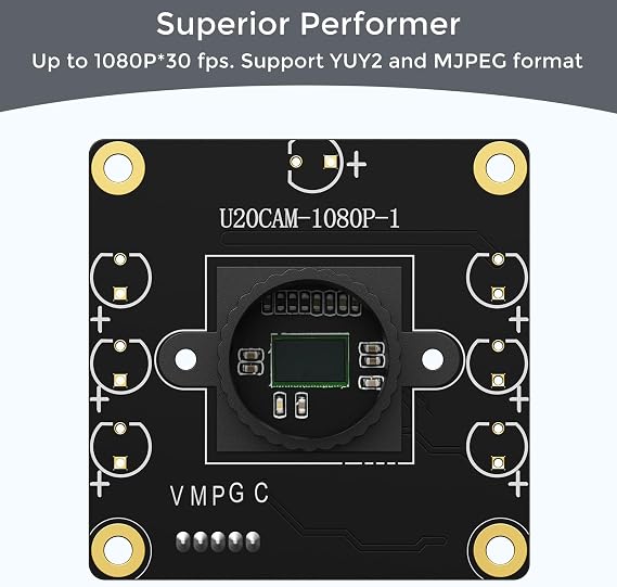 1080P USB2.0 UVC Camera, 130 Wide Angle Camera, Plug & Play for PC, Raspberry Pi, Jetson Nano and SBCs. Support Windows, Linux, Android and Mac OS.