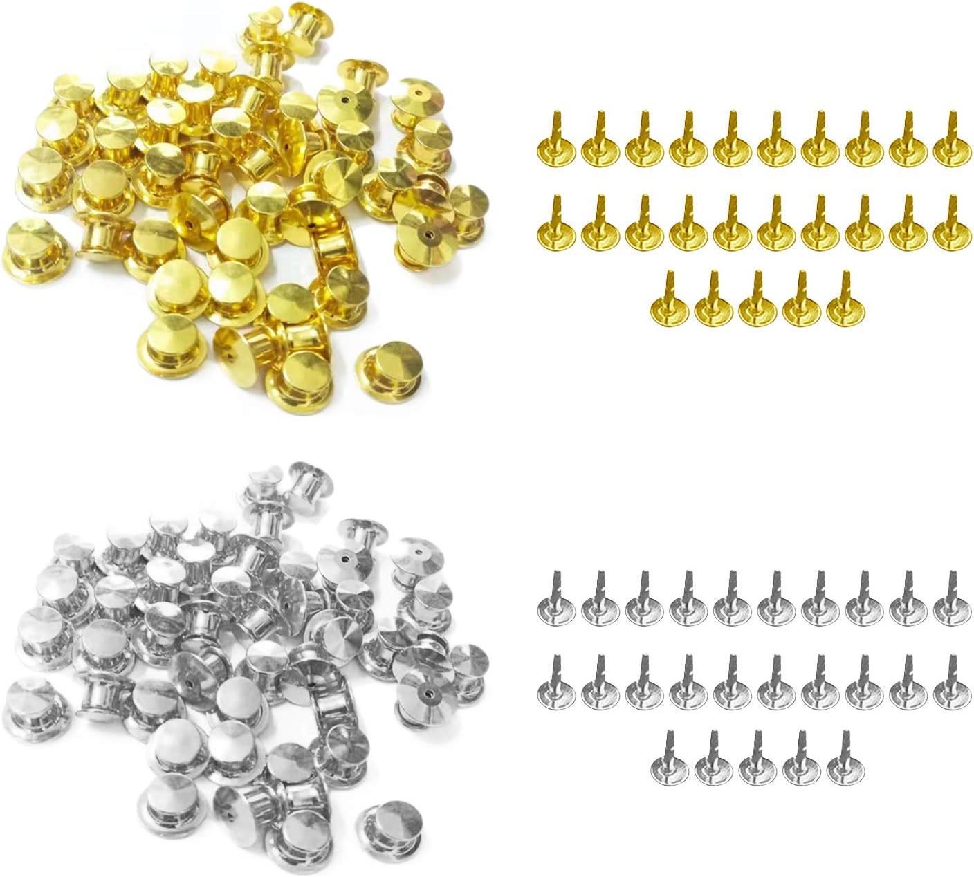 Behogar 50 Pair Pin Backs Locking Clasp Keepers with Pins for Jewelry Making Craft Making Badge Insignia Toy Pins