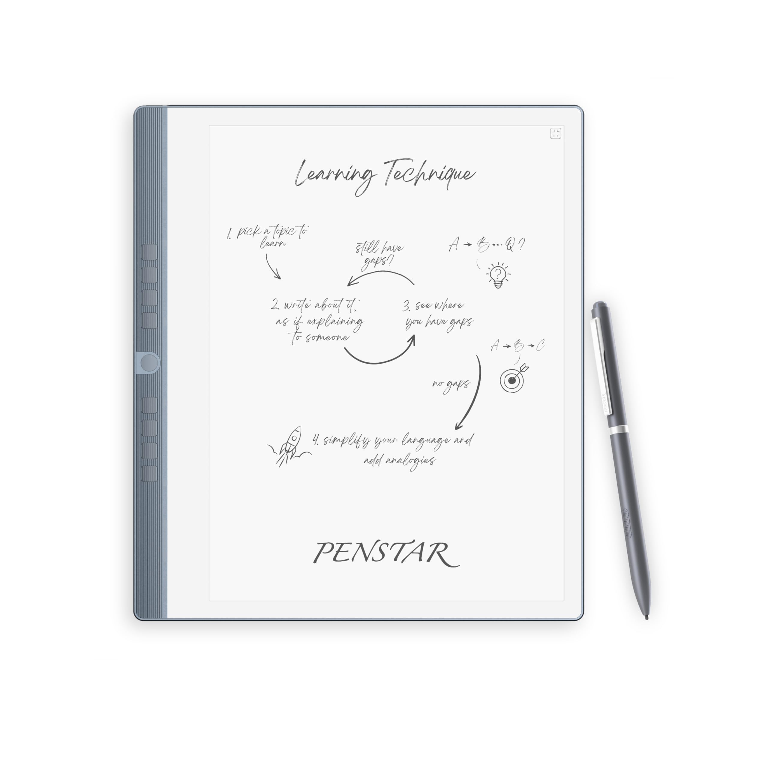 Penstar eNote 2 – The Whitest Paper Tablet | 10.3” 300 PPI Pen-Only Screen E-Ink Writing Tablet, Digital Notebook Includes Folio Cover & Two B5 Pens