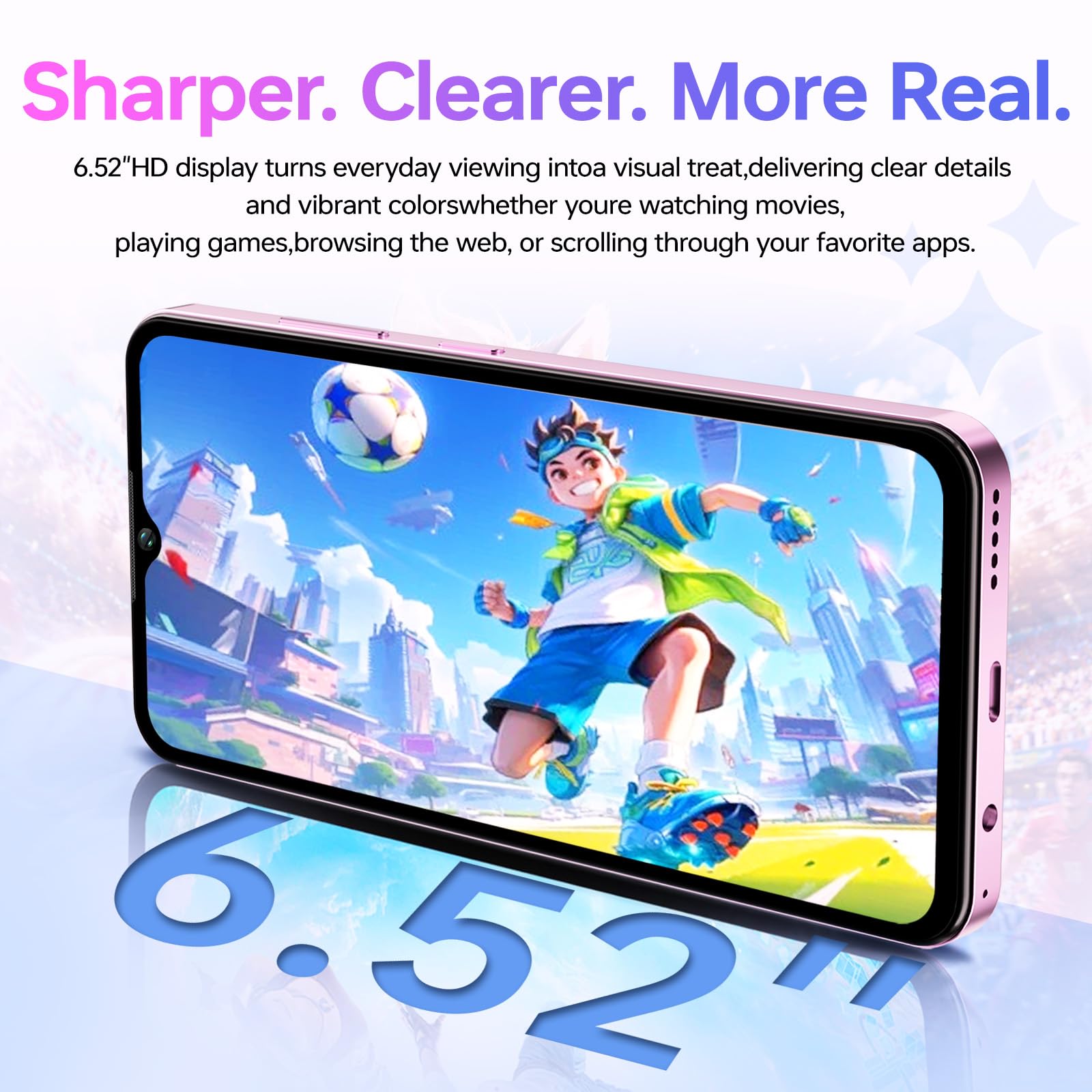 C5 Smartphone Offerta, 16GB+128GB/1TB, 6.52" Telefono Cellulare | 5000mAh Cellulare in Offerta, 13MP+5MP Telefoni, Smartphone 4G Dual SIM/Face ID/GPS/OTG/3.5mm Jack
