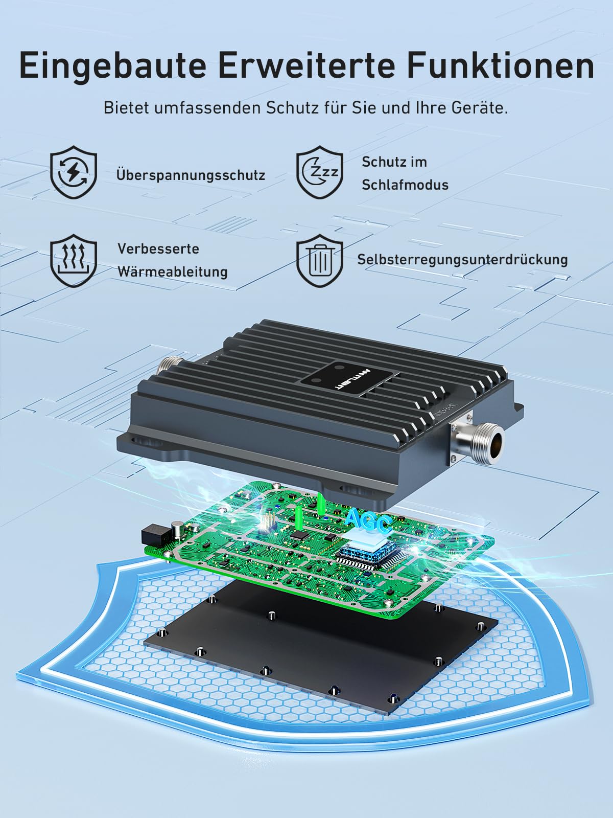ANNTLENT Empfangsverstärker Handy Verstärker 4G LTE für Band 20/7 Mobilfunk Verstärker 800Mhz 2600Mhz, Mobilfunk Signalverstärker 4G Alle Netze Data Repeater T-Mobile, O2-Unterstützung