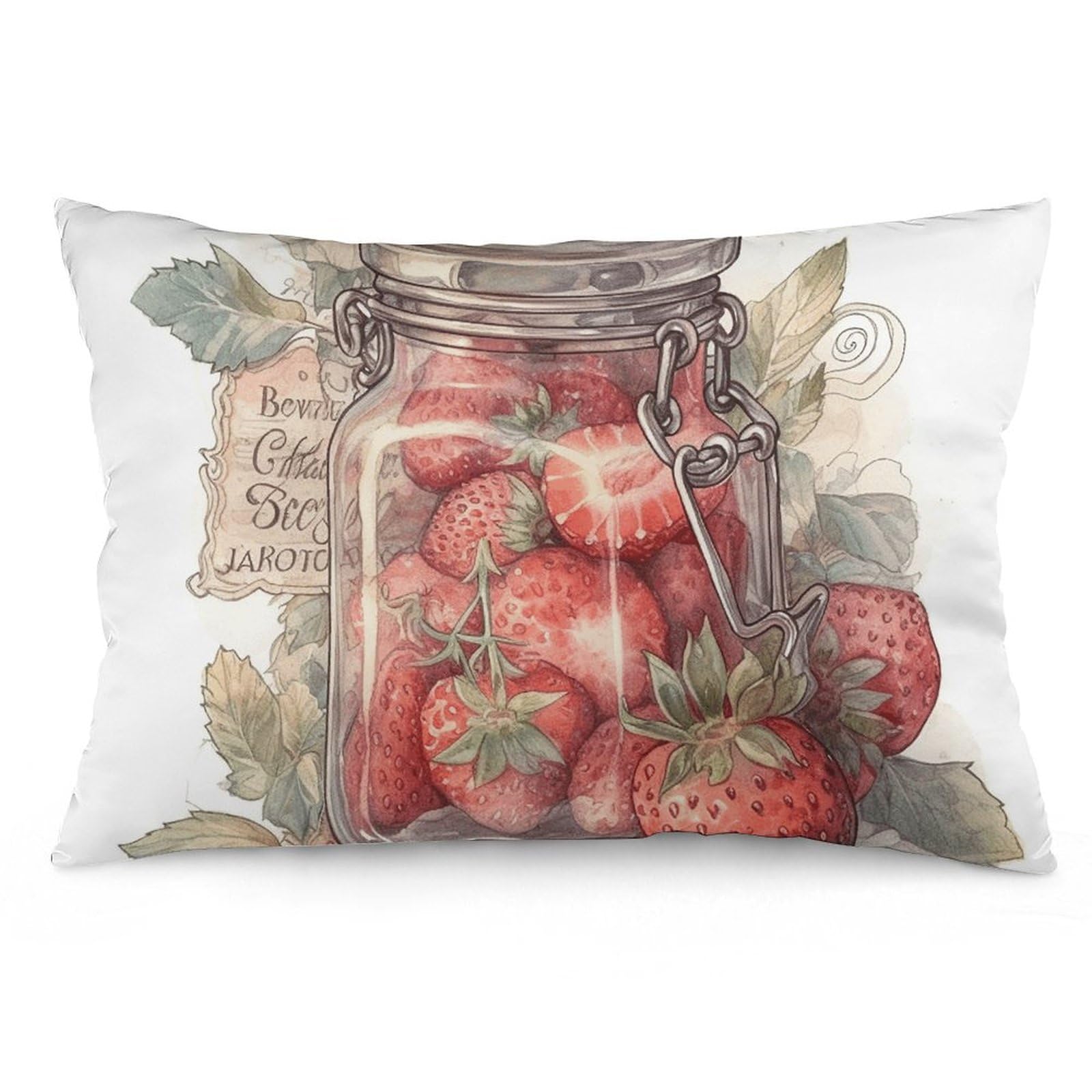 2 Pack Pillow Cases for Hair and Skin, Soft Breathable Pillow Case Covers with Hidden Zipper, Strawberries in Jar Pillowcase 16 "x24 Pillow Covers for Sleeping Gift