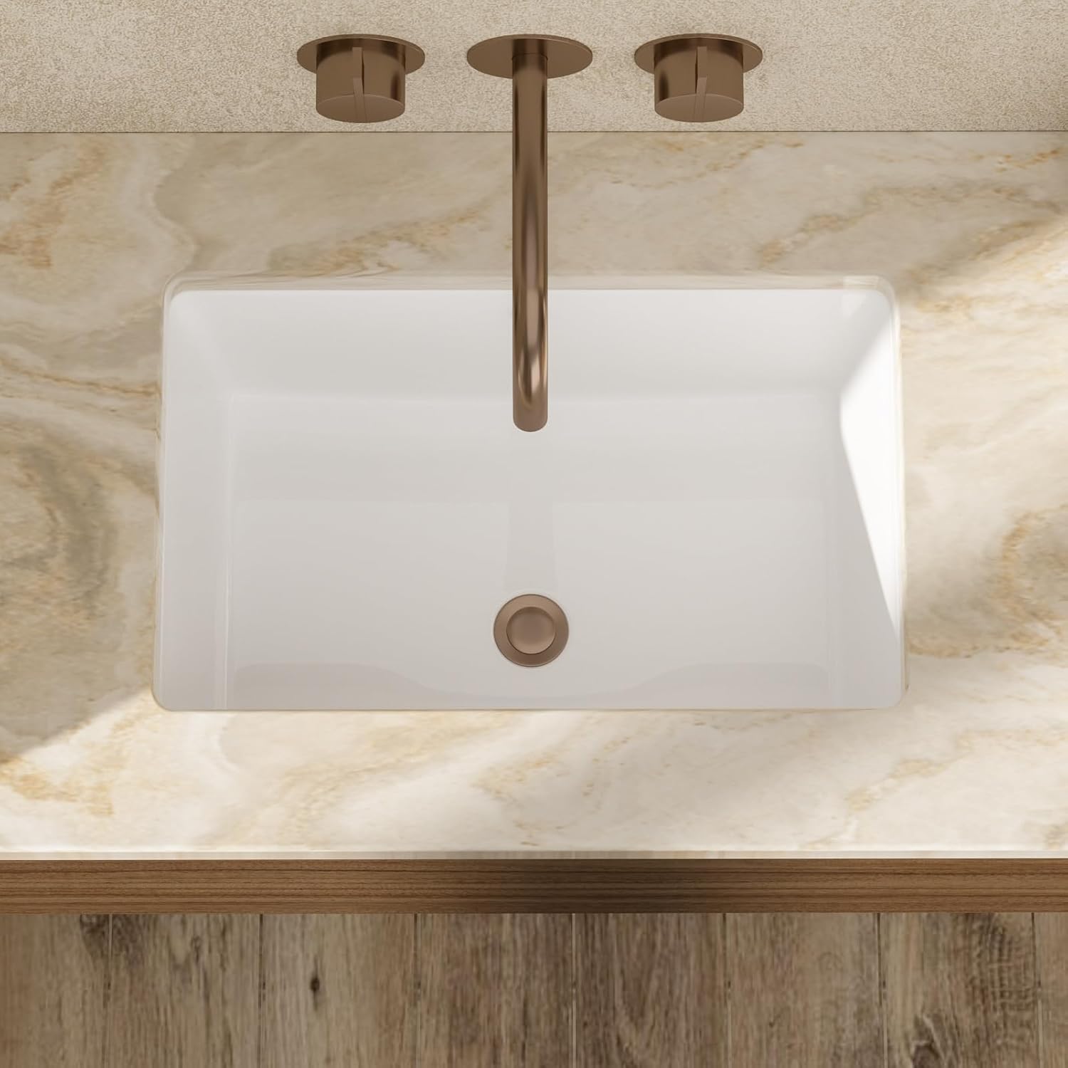 Undermount Bathroom Sink 21x13 Inch White Rectangle Ceramic Vessel Bathroom Sinks Undermount Kitchen Sink White Lavatory Vanity Vessel Sink with Overflow