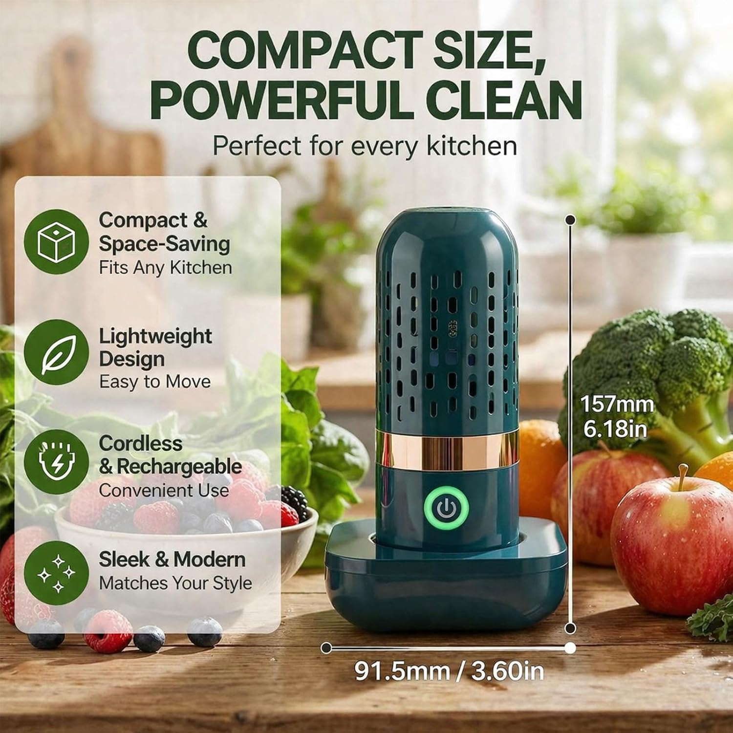 2026 Produce Cleaner Device - Produce Purifier, Fruit Cleaner Device, Vegetable Seafood Cleaners, USB Wireless Food Purifier, Ultrasonic Fruit and Vegetable Cleaners Washing Machine (Blue)
