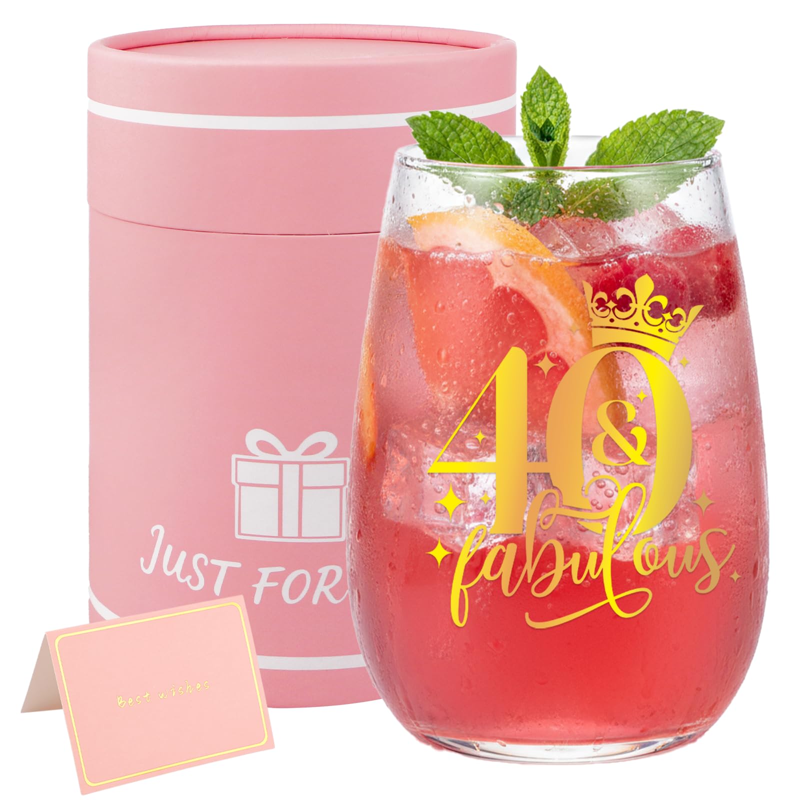 Bliceon 40th Birthday Gifts for Women, 15oz Personalised Wine Glass, 40th Birthday Hampers for Women, Anniversary Glasses, Birthdays Party, Retirement Gifts โ image 1