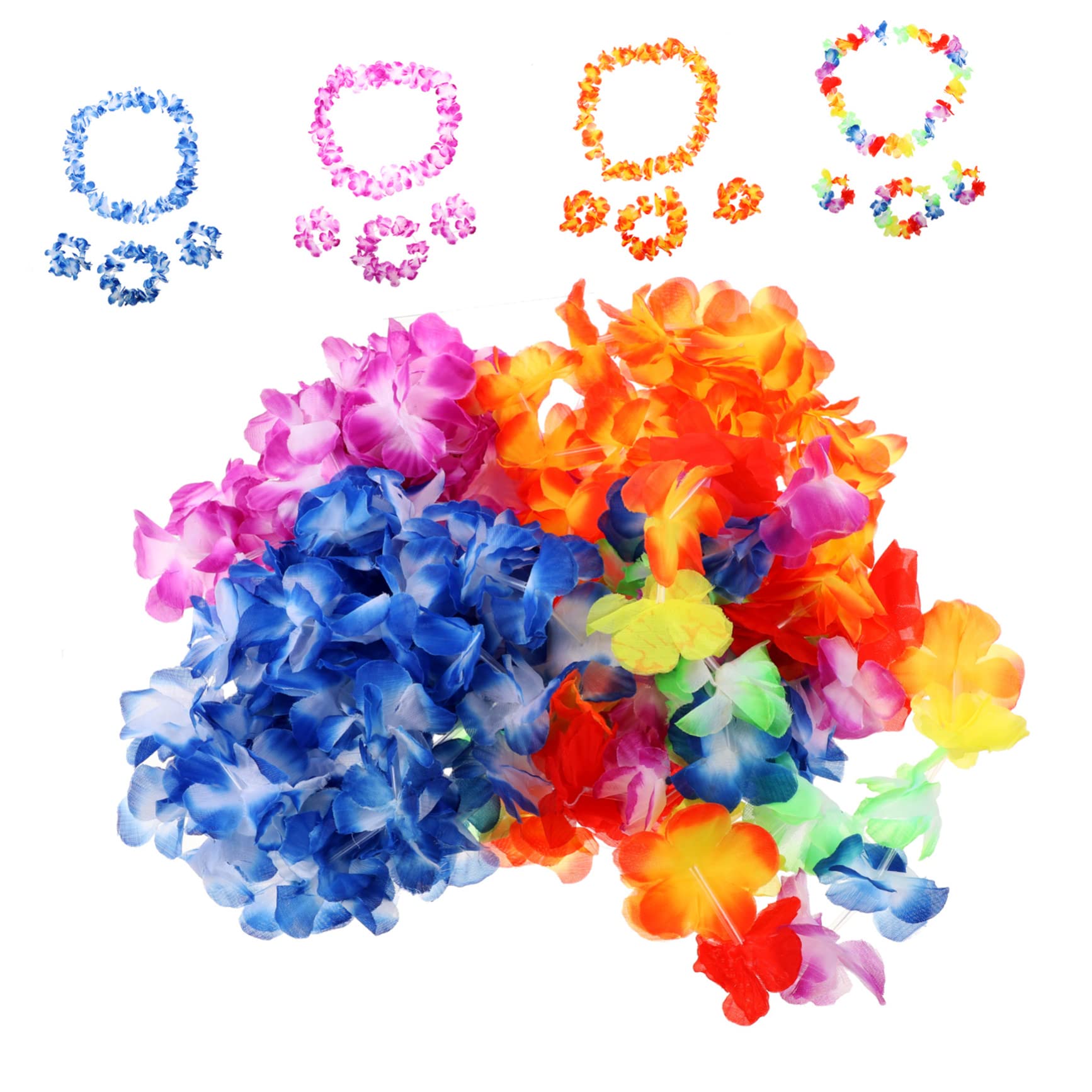 ibasenice 3 Juegos Leus Hawaianos Collar De Flores Diademas Pulseras Hawai Leis Collar Guirnaldas Hawaianas Hawai Flores Decoraciones Artificial Adorno Hawaiano Niño Pétalo Combinación Paño