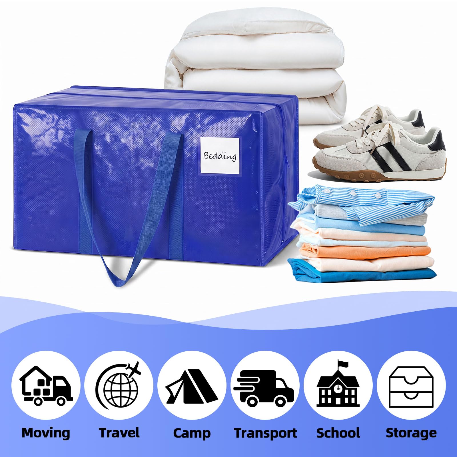 Pack de 6 Bolsas de Mudanz, 94L Grande Bolsa de Almacenamiento | Impermeable Bolsas de Mudanza con Cremallera y Asa, Organizador de Ropa, Bolsa Extra Grande para Mudanza y Viaje