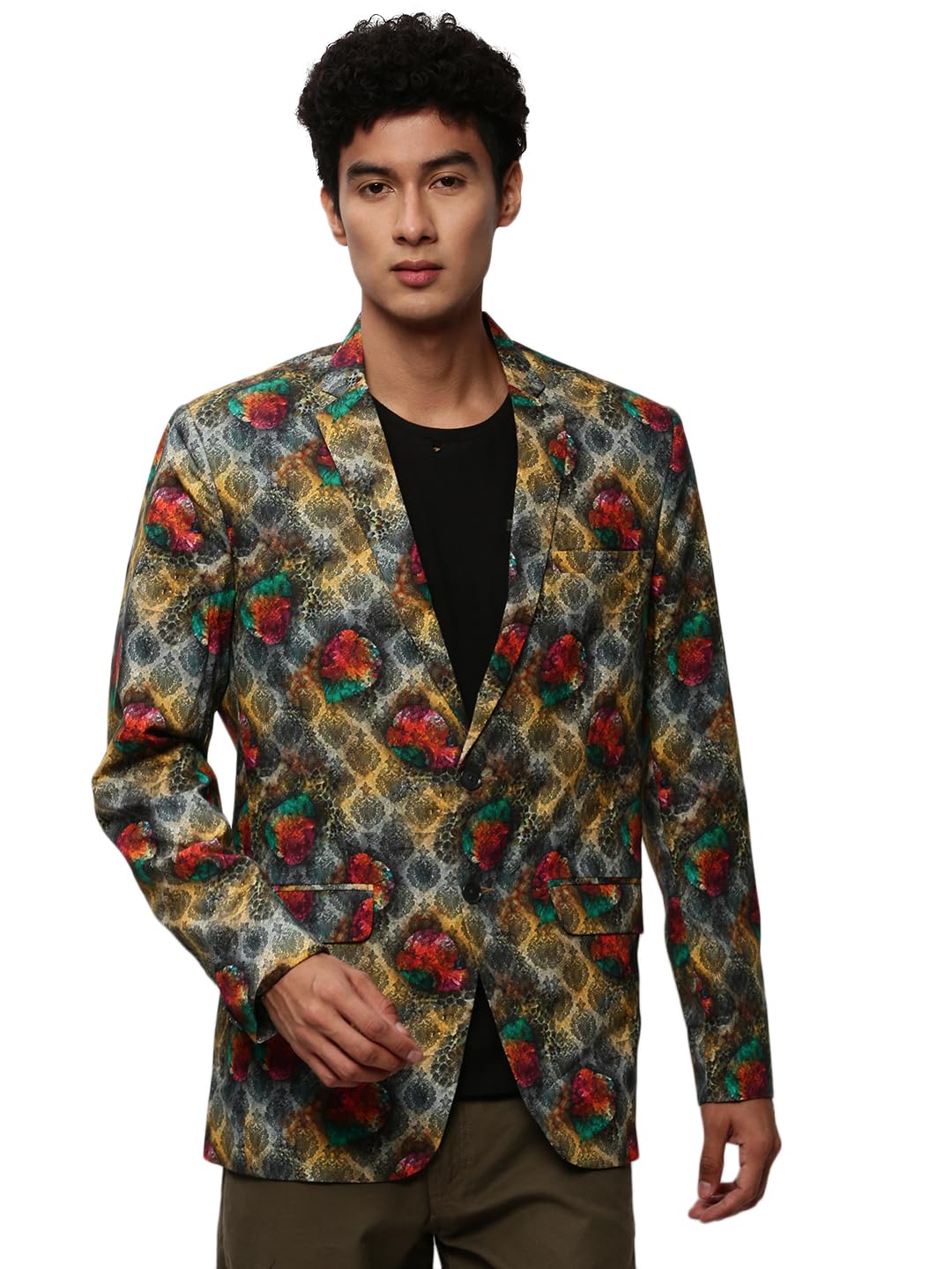 showoffff Men Printed Single Breasted Casual Blazer | Notched Lapel Full Sleeves Cotton Blazer for Mens | Slim Fit Regular Length Blazer for Men's-picture-27