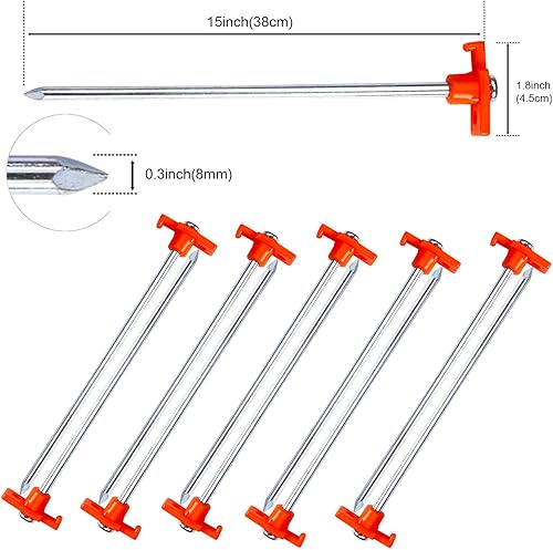 Miniatura 2 de ABCCANOPY Estacas para tienda de campaña de 15 pulgadas, paquete de 10 unidades (naranja)