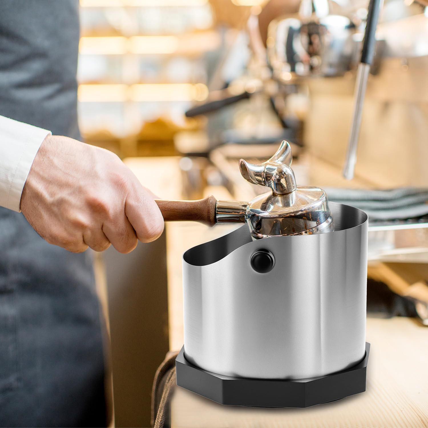 QWORK® Contenitore per Fondi di caffè, Knock Box caffè in Acciaio Inox, per Macchine da caffè Espresso
