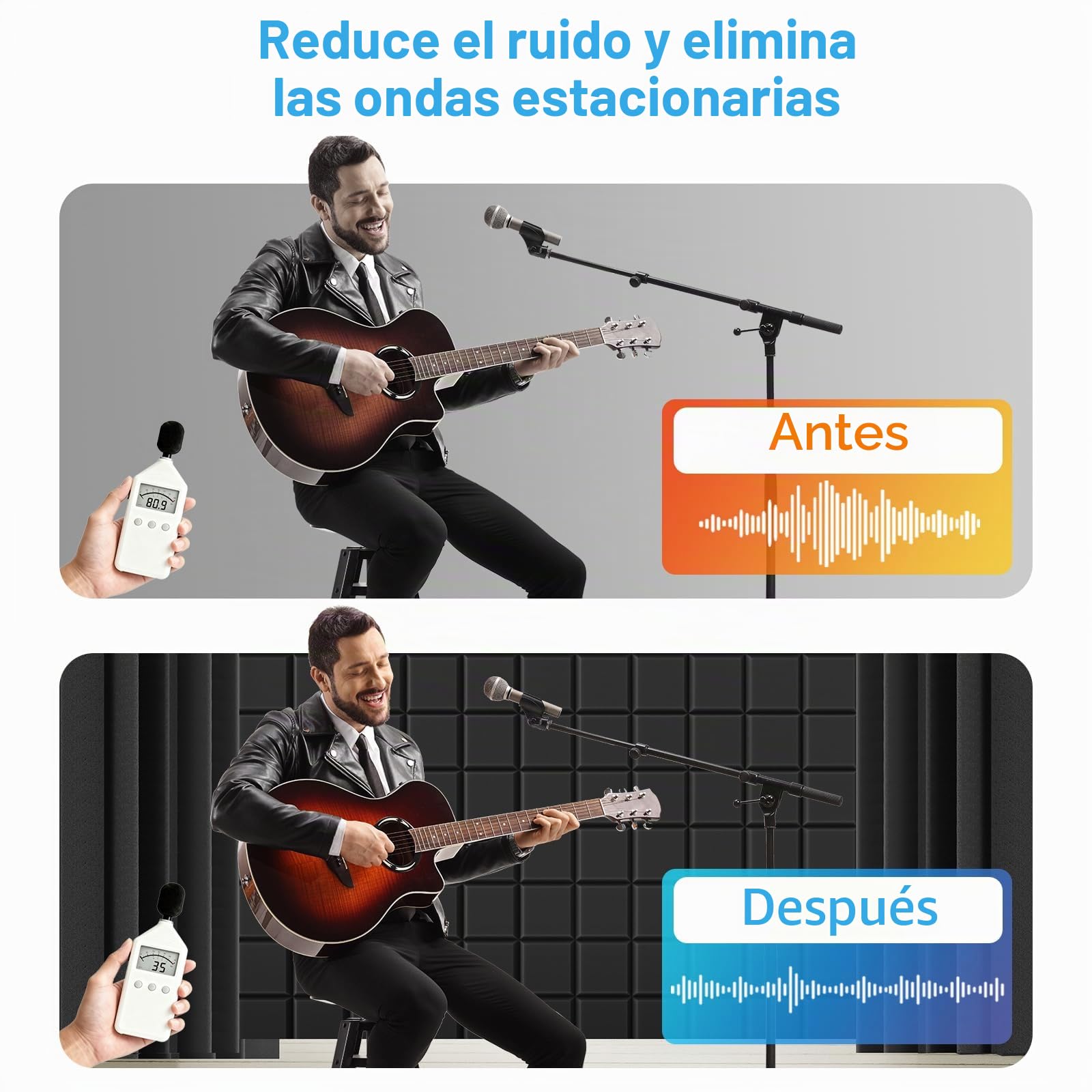 JBER Paquete de 8 paneles de pared de espuma acústica para estudio de trampa de graves de 12 x 7 x 7 pulgadas, insonorizados, acabado de bloque de esquina para estudios, hogar y teatro