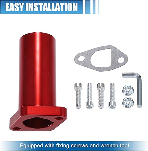 Miniatura 6 de uxcell Colector de entrada de tubo de admisión para motor de carburador PWK24 Mini Bike Go Kart Tubo de admisión universal de carreras, 1 juego, rojo