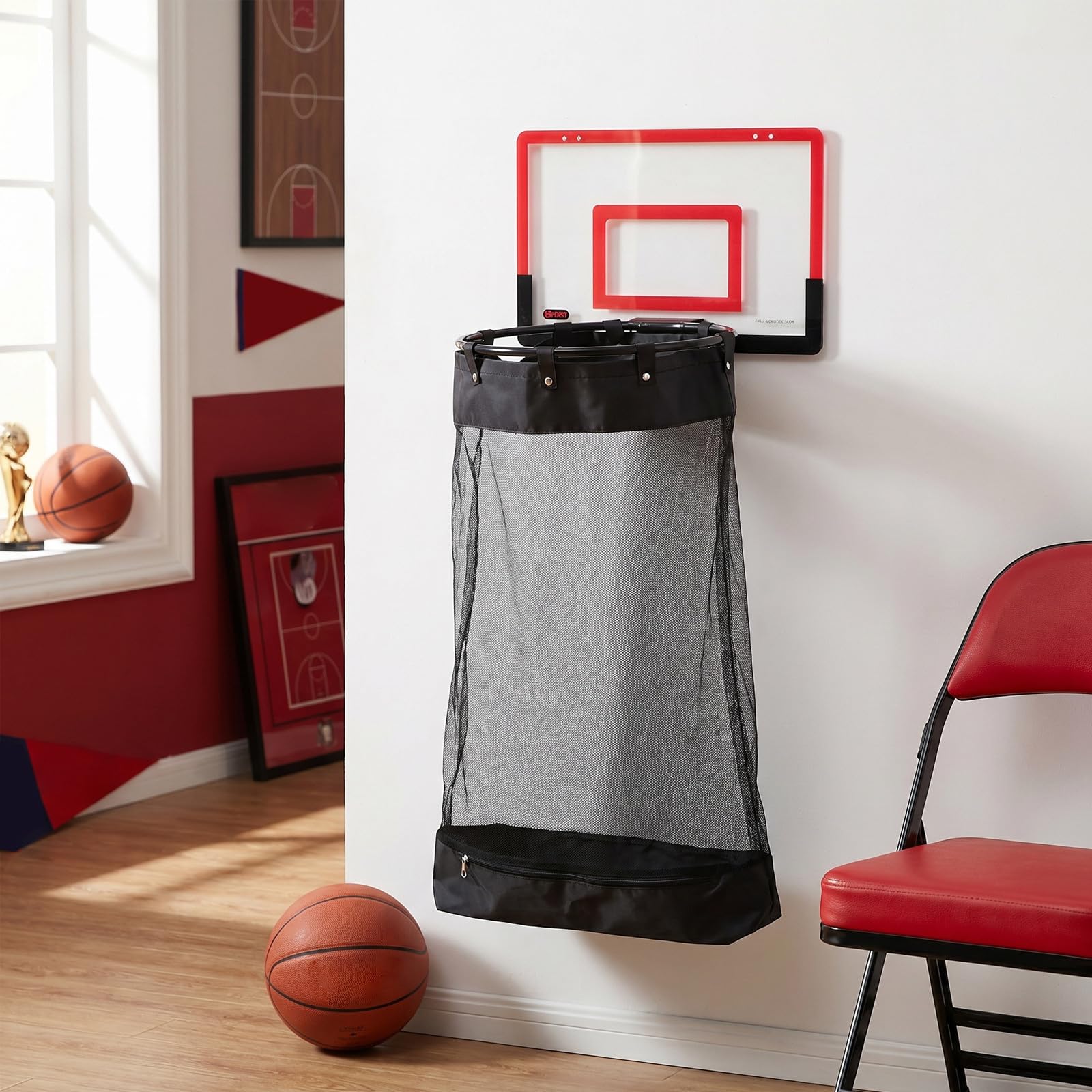 Panier à Linge Compact de Basket Rouge, Suspendu Porte, Chambre Ado