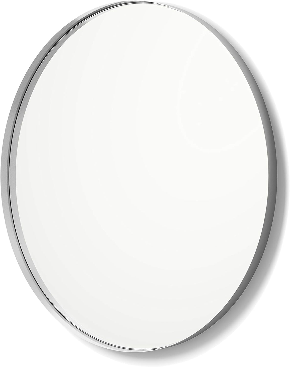 Better Bevel Wall Mirror | Bathroom Vanity Mirror | Silver Metal Frame | 36" x 36" Round