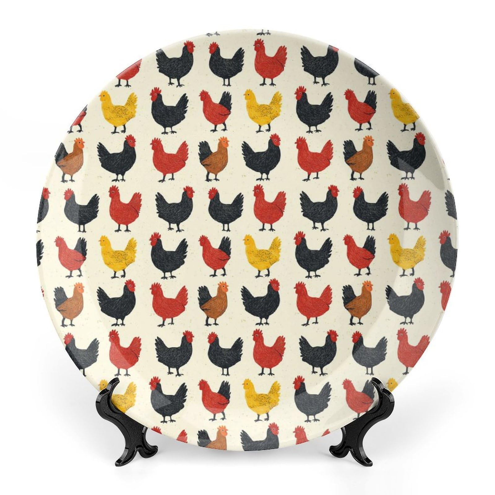 DULAHR Chicken Bone China Decorative Plate Ceramic Decorative Plate Home Wall Decor with Vertical Stand Decorative Plates