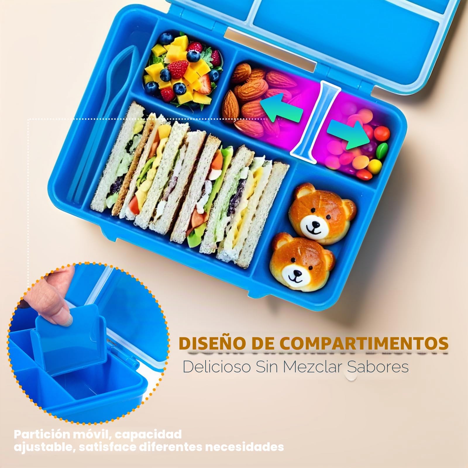 PinkSheep Fiambrera para niños de 1330 ml, contenedores de comida para niños sin BPA, a prueba de fugas con 5 compartimentos, volver a los escolares Daycare Fiambreras/Snack Contenedor (fútbol)