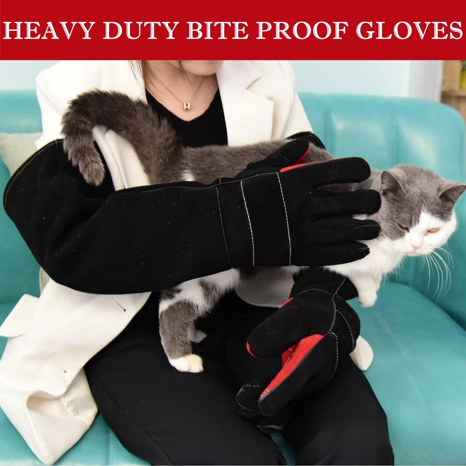 BLIRITEL Gants de soudeur à manches longues résistants à la chaleur en cuir résistant au feu pour Mig, Tig, Stick, forge, barbecue, cheminée, gants résistants aux morsures - Cadeaux pour hommes, papa