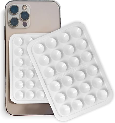 Paquete de 2 soportes adhesivos antideslizantes de succión de silicona compatibles con iPhone y Android (blanco)
