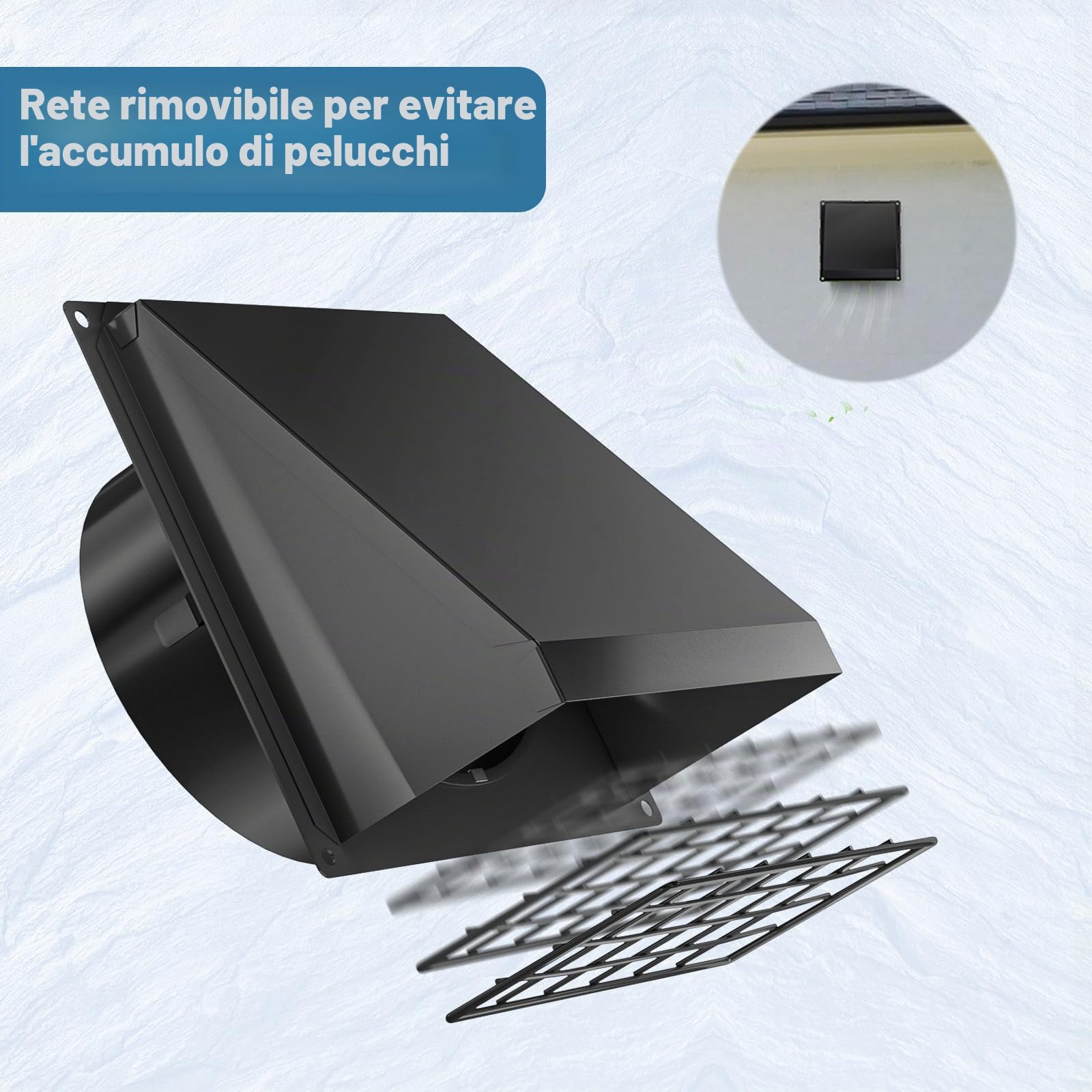 Hon&Guan Griglia di Protezione da 150 mm con Soffietto Antiritorno, Copertura per Ventilazione, Aria Uscita per Muri Esterni, Cappotto di Cucina, Ventilatore da Camera, Asciugatrice, Tubi di Scarico