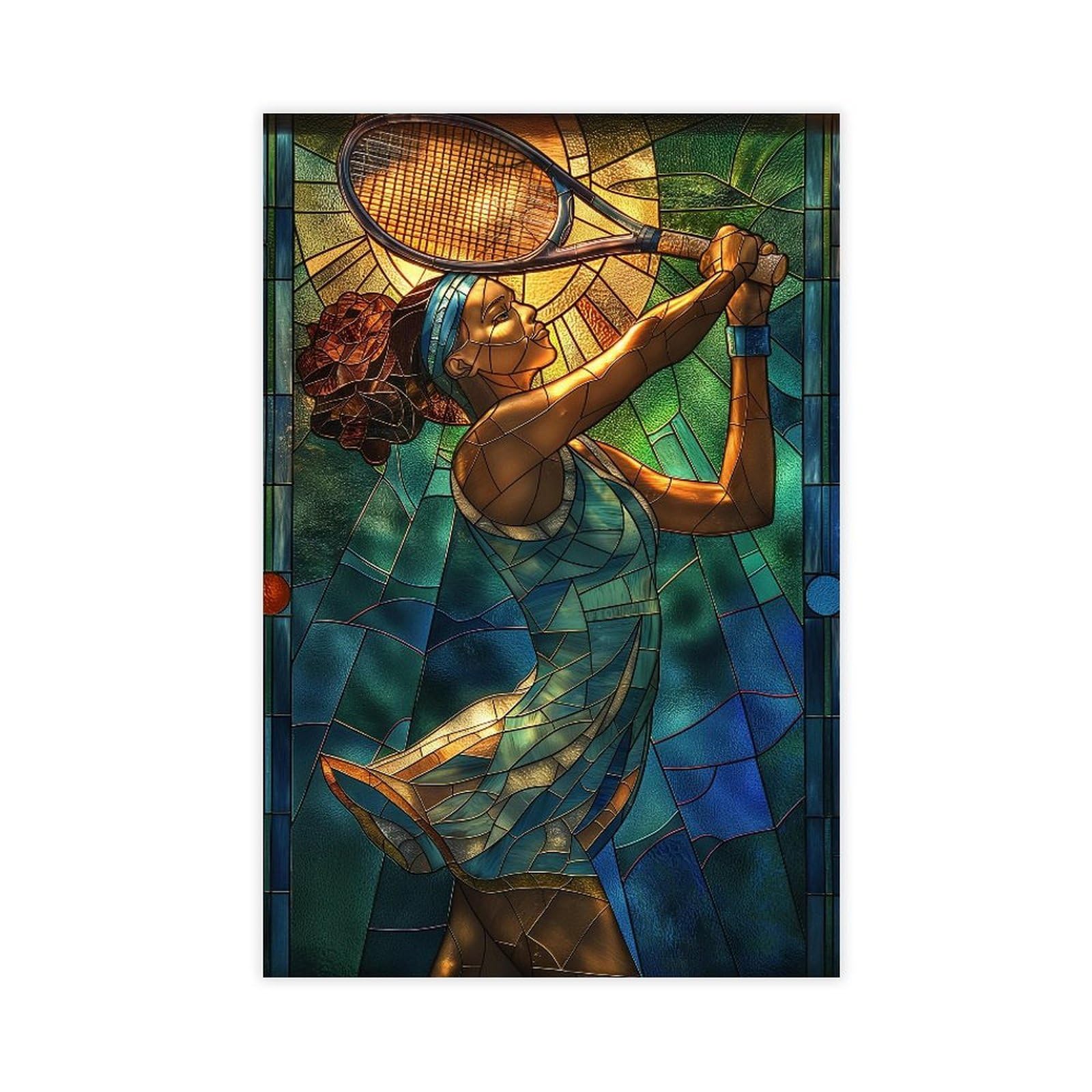 MRYCQ Stained Glass Tennis Poster Canvas Poster for Bedroom Decor Gift