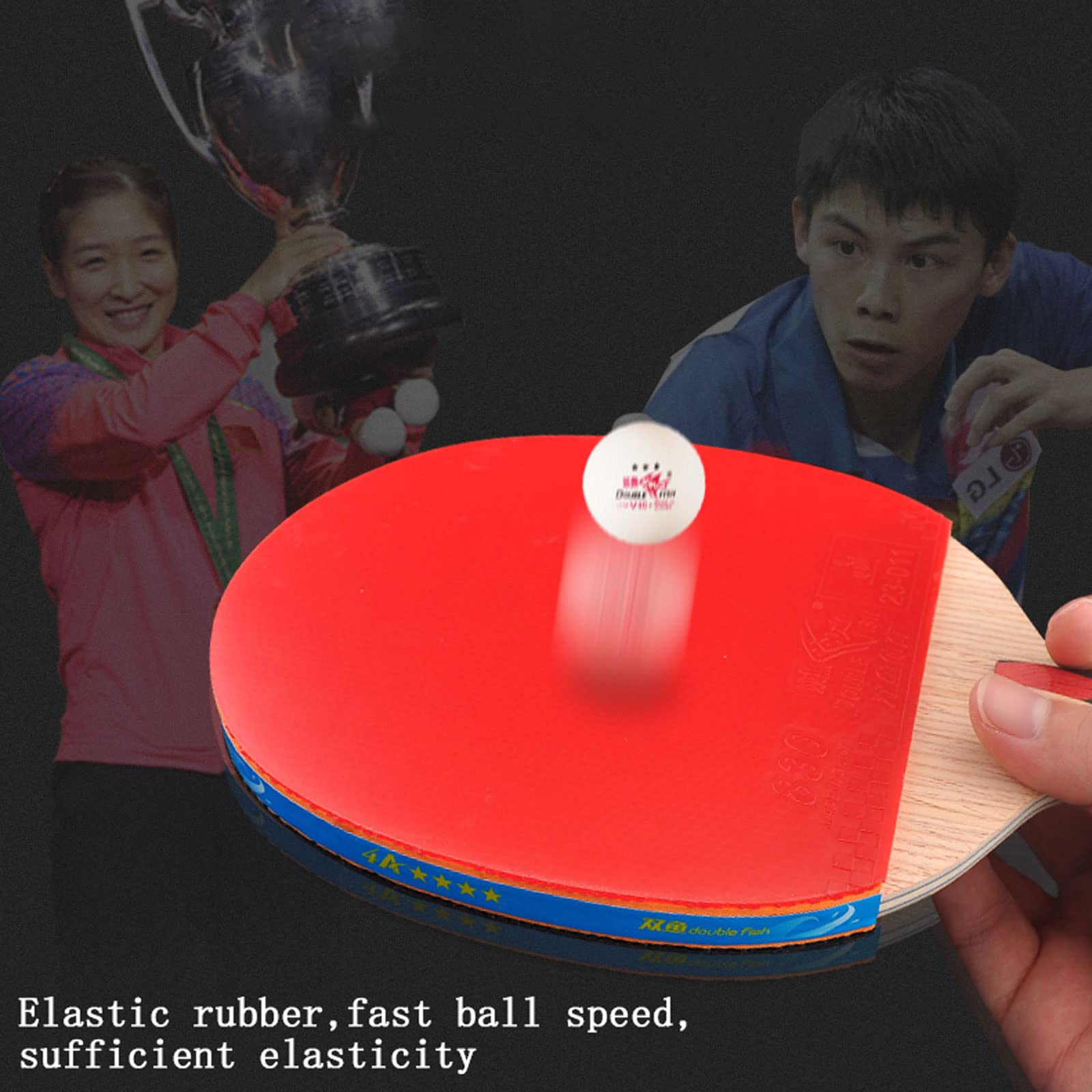 Racchetta da ping pong 4 stelle, 7 strati di legno puro, set(Penhold Grip)