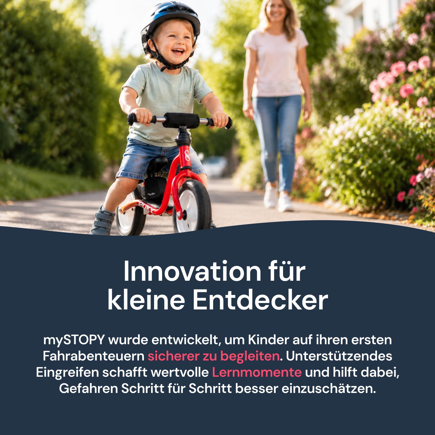 Bremsassistent für PUKY Modell LR M/LR M Classic mit Motiv (Schwarz) I für Kinder ab 2Jahre | integriertes Rücklicht für mehr Sicherheit