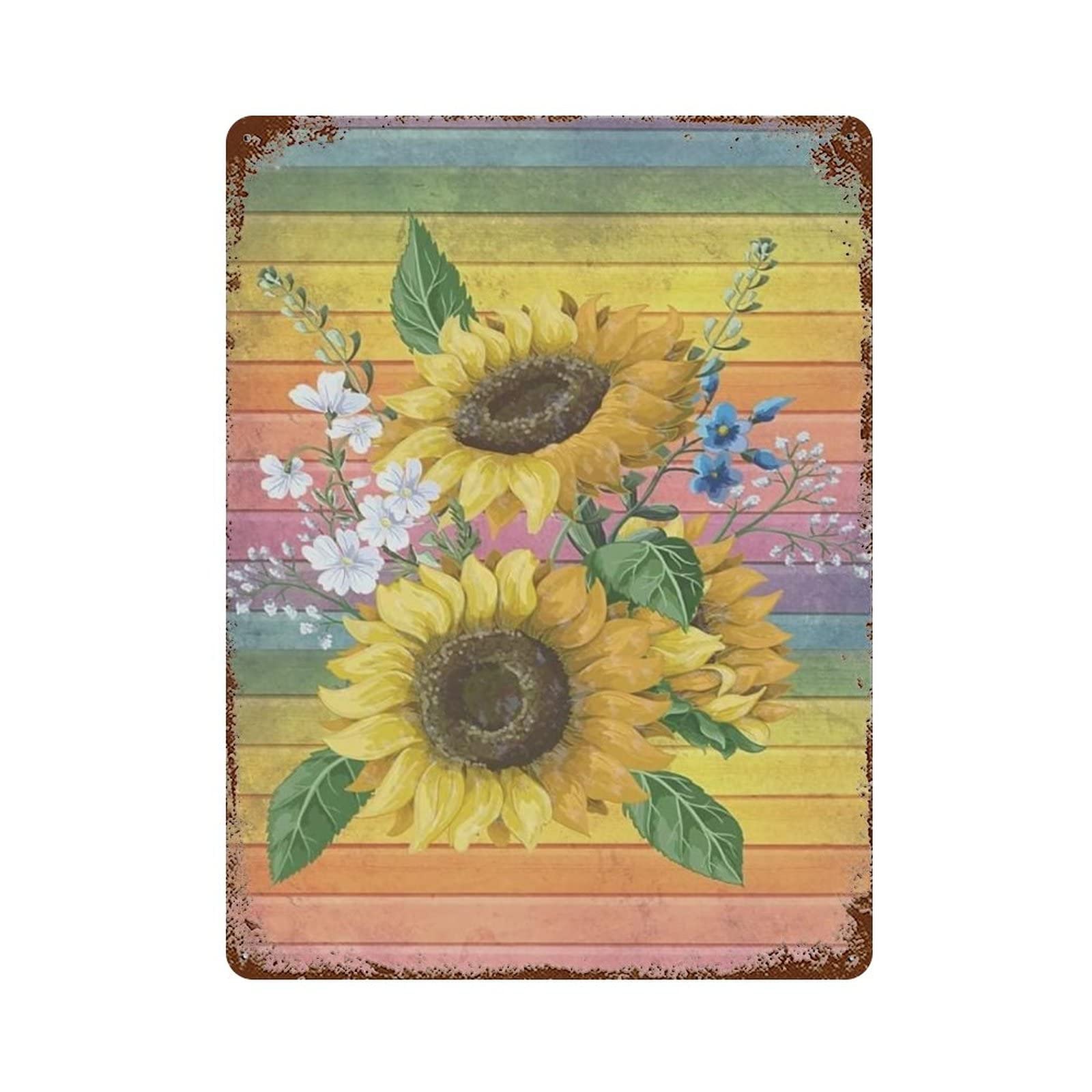 AOOEDM Sunflower Bouquet Vintage Tin Sign Metal Tin Signs for Man Cave Funny Art Wall Plaque