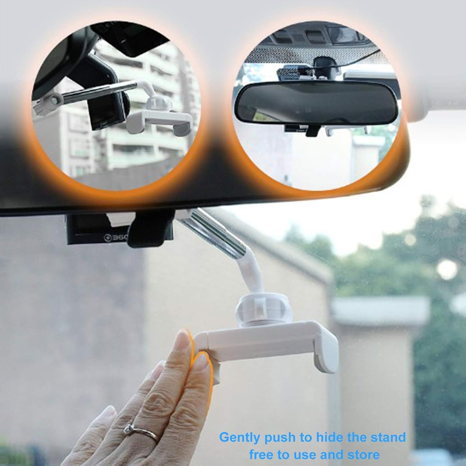 360 Rear View Mirror Phone Holder Phone Stand for Car Mount Cell Phone Automobile Cradle GPS Holder Adjustable Car Back Seat Mobile Phone Holder Degrees Rotating Retractable (Black*2pcs) : Cell Phones & Accessories