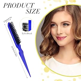 Patelai 3 Pieces Women\'s Hair Styling Set - Fluffy Hair Brush, Rat Tail Comb, and Triple Combing Comb for Back Combing (Blue)