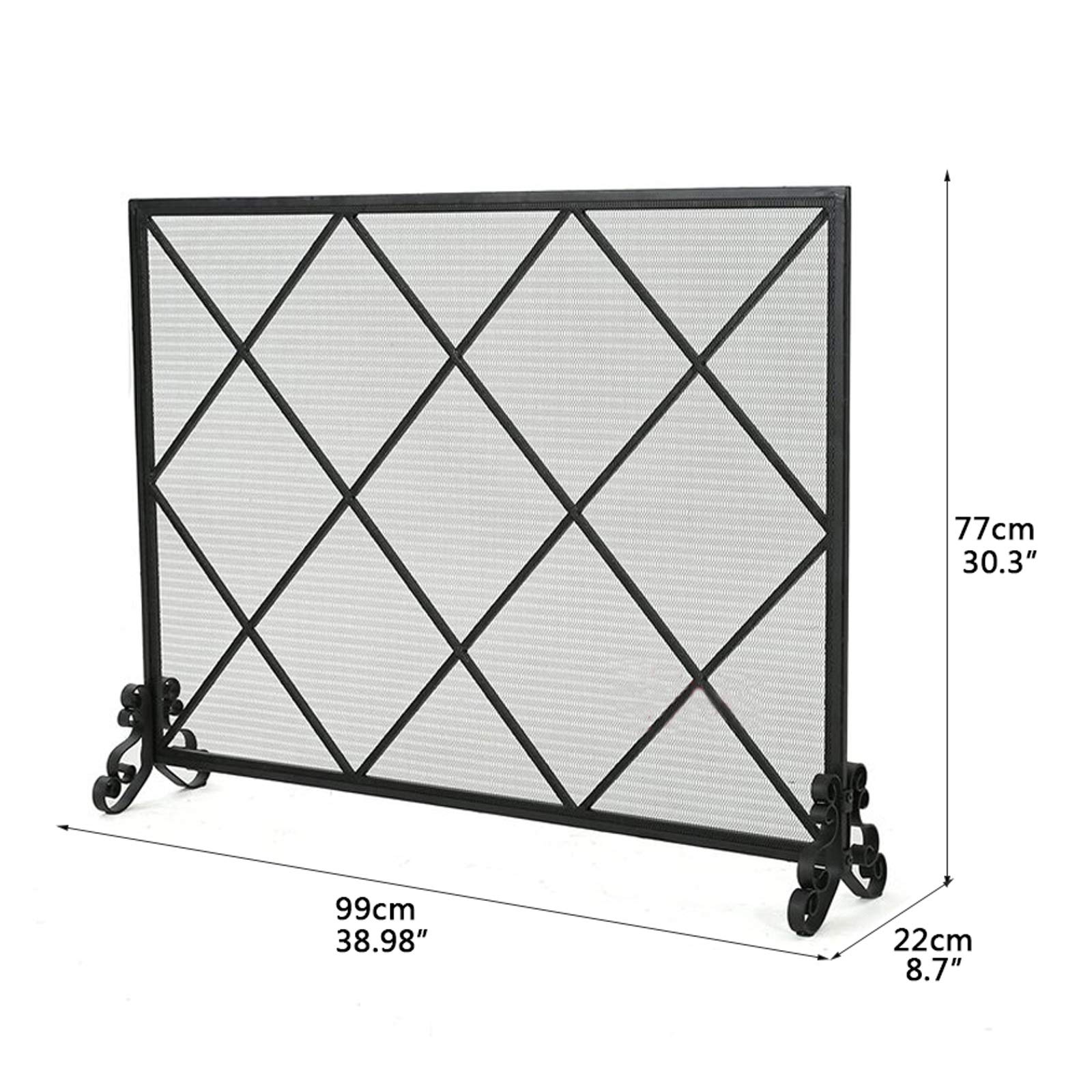 Schermi per Caminetti di Guardia Schermo in ferro battuto for camino in ferro battuto Schermo di ferro Art Camino Schermo divisorie Frence Schermo antincendio e antiscivolo Schermo camino, 39 "W x 30.