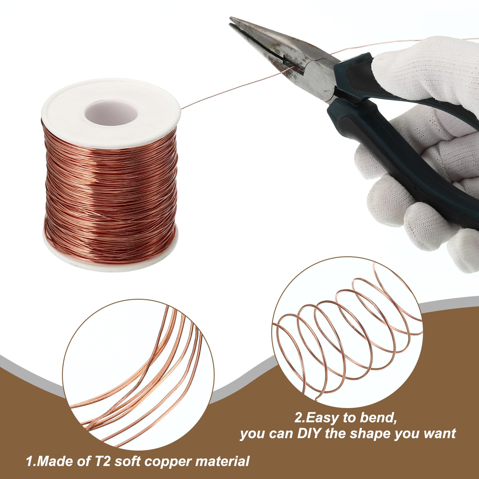 XIFOWE 99.9% Soft Copper Wire, 22 Gauge, Diameter 0.024" (0.6 Mm), 738 - View #10